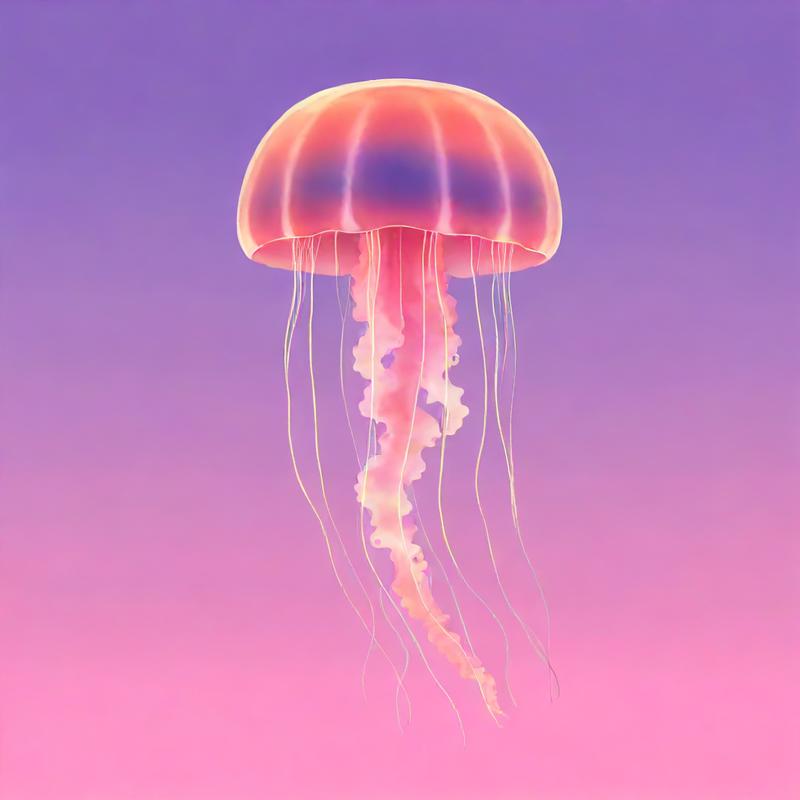 Vibrant jellyfish floats gracefully in purple waters