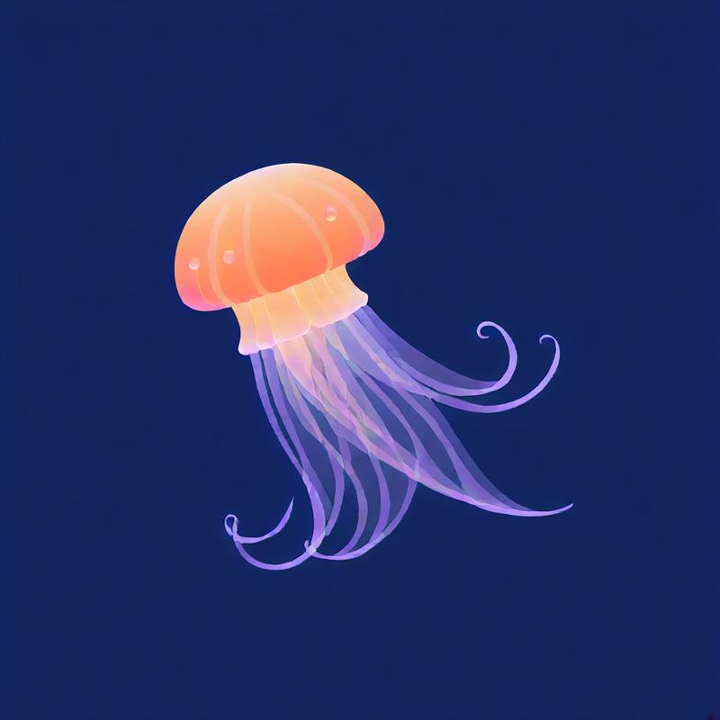 Vibrant jellyfish gracefully drifts through deep waters