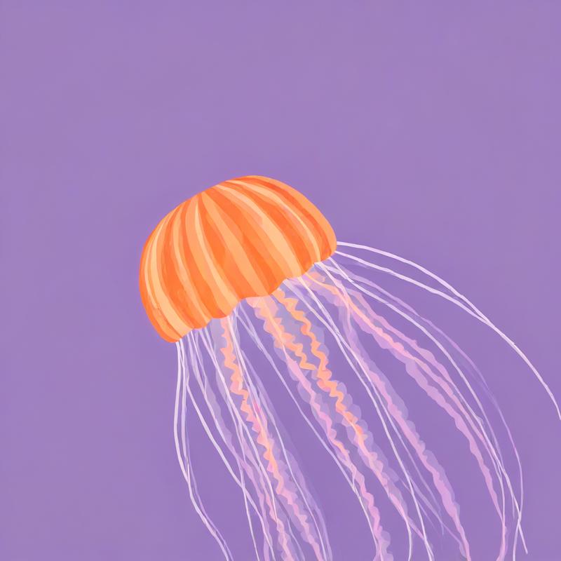 Vibrant jellyfish gracefully drifts through purple depths