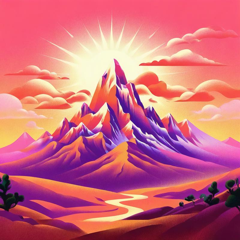 Vibrant Mountain Landscape Basks in Warm Sunlight