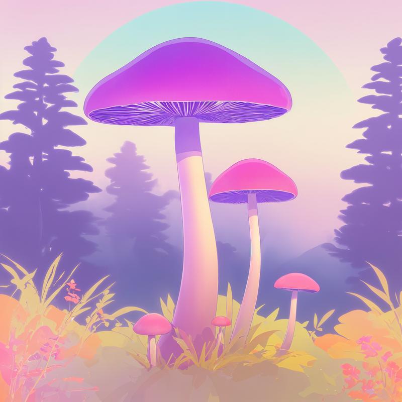 Vibrant mushrooms flourish in enchanted forest