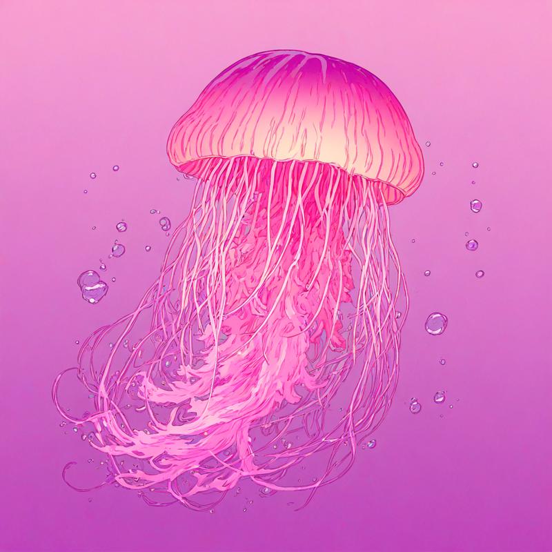 Vibrant pink jellyfish floats gracefully underwater