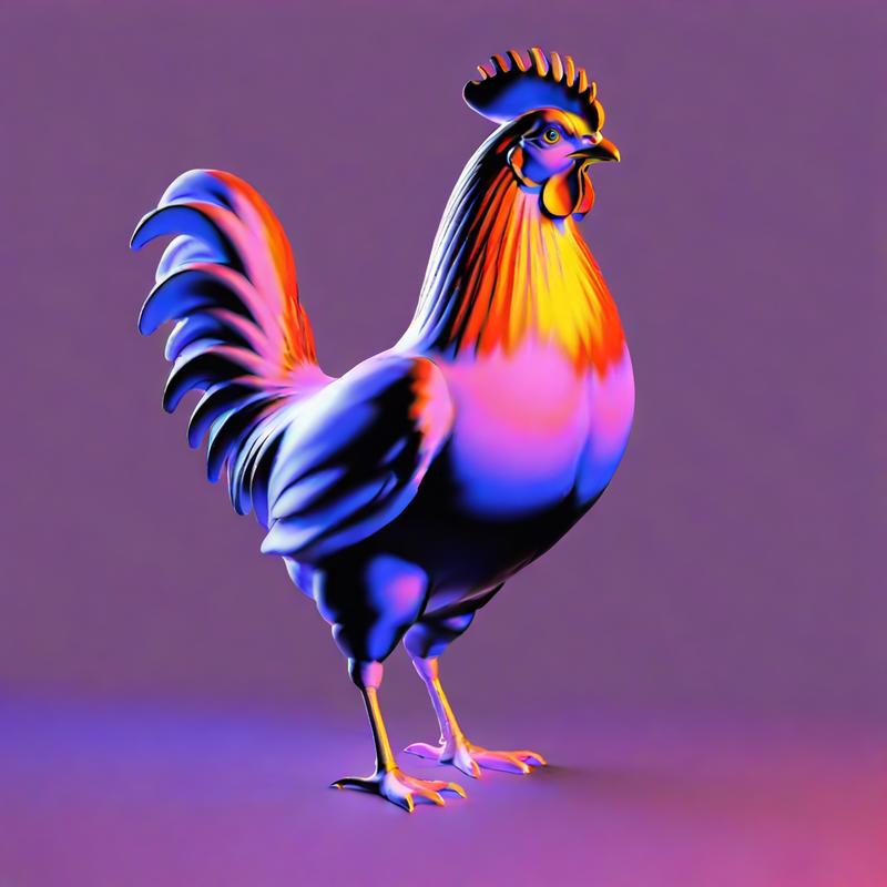 Vibrant rooster struts with colorful plumage