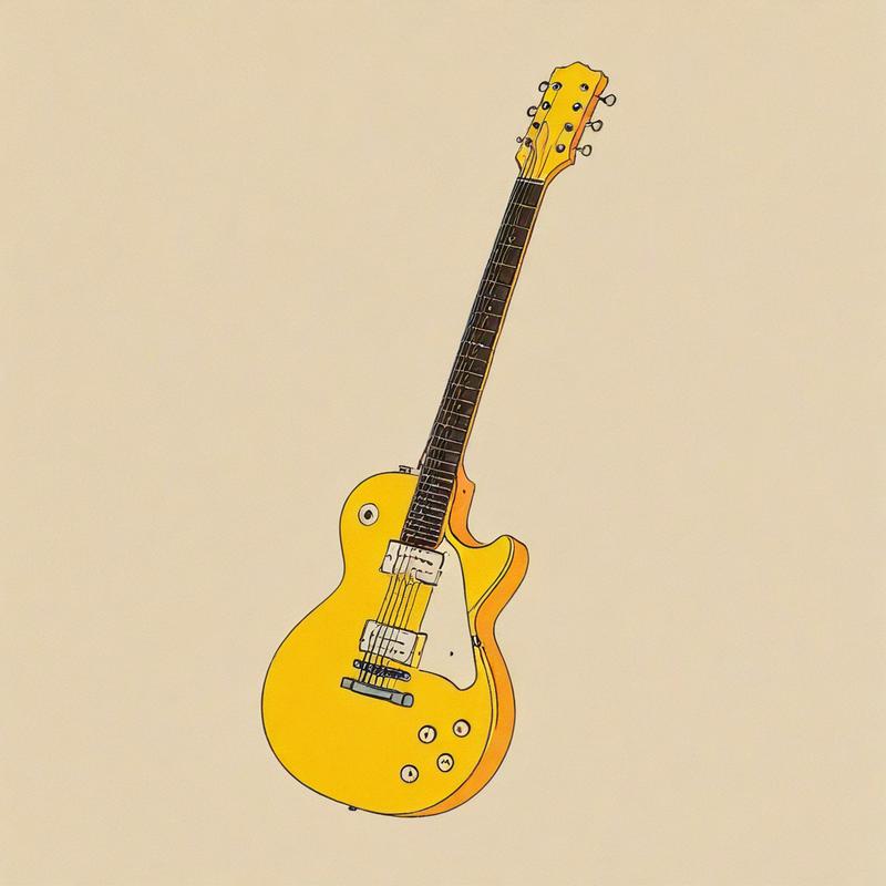 Vibrant yellow electric guitar awaits performance