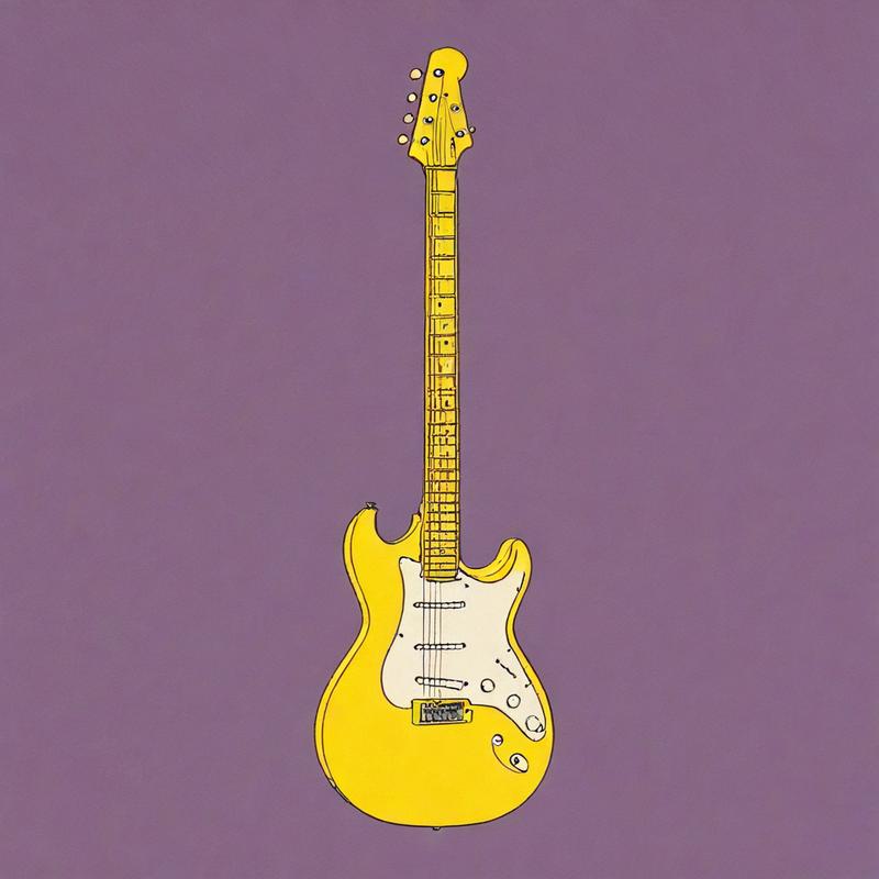 Yellow electric guitar stands out boldly